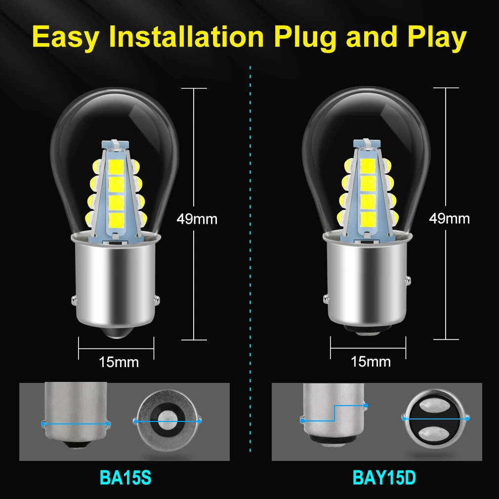 2x 1156 P21W BA15s Ampoule LED Rouge 48 SMD 5W Lampe de voiture