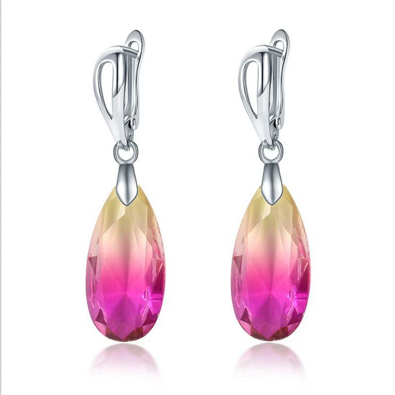 Hawaii Style Cluster Multicolor Morganite Red Purple Peridot 925 Sterling Silver Drop Dangle Earrings S5242|dangle drop earings|dangle earringsdrop