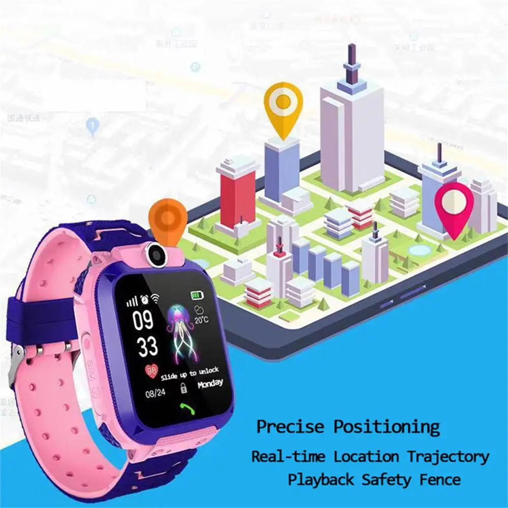 Q12 Children's Smart Watch SOS Phone Watch Smartwatch For Kids With Sim Card Photo Waterproof IP67 Kids Gift For IOS Android Z5S