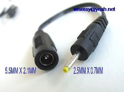 

DHL/EMS 200 pcs DC Power Jack converter Cable 5.5 x 2.1mm Female to 2.5 x 0.7mm Male Plug-A7