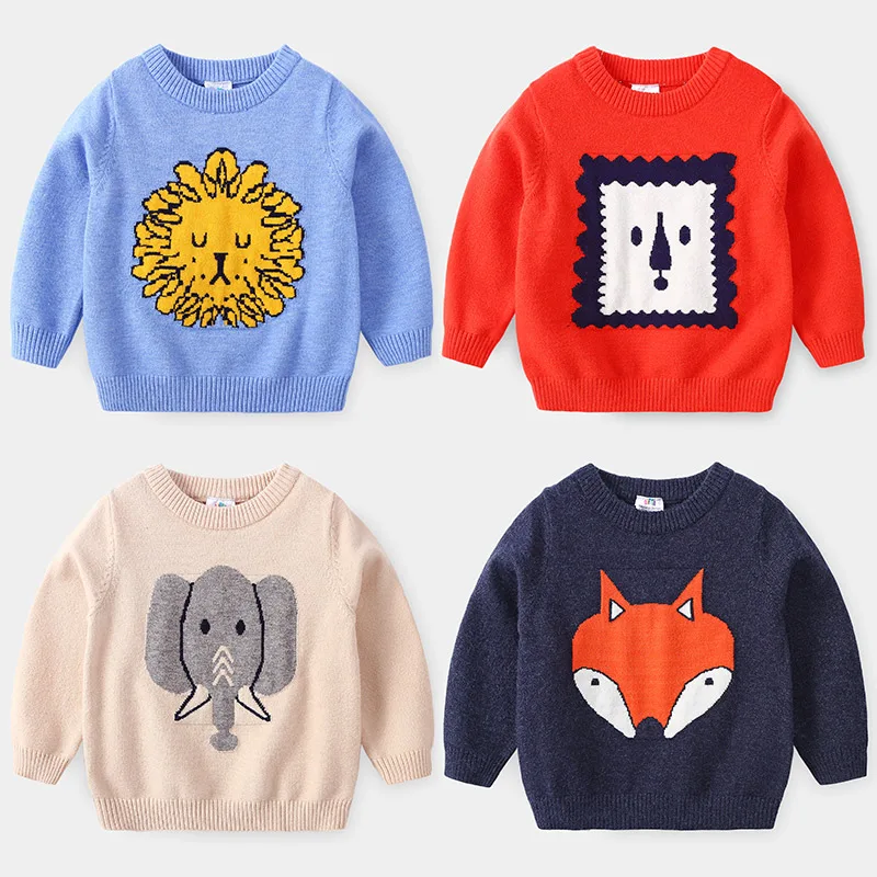 Fashion Baby Animal Sweaters Autumn Winter Hot-sale Kids Boys' Children's Round-collar Knitted Sweaters Children's Clothing