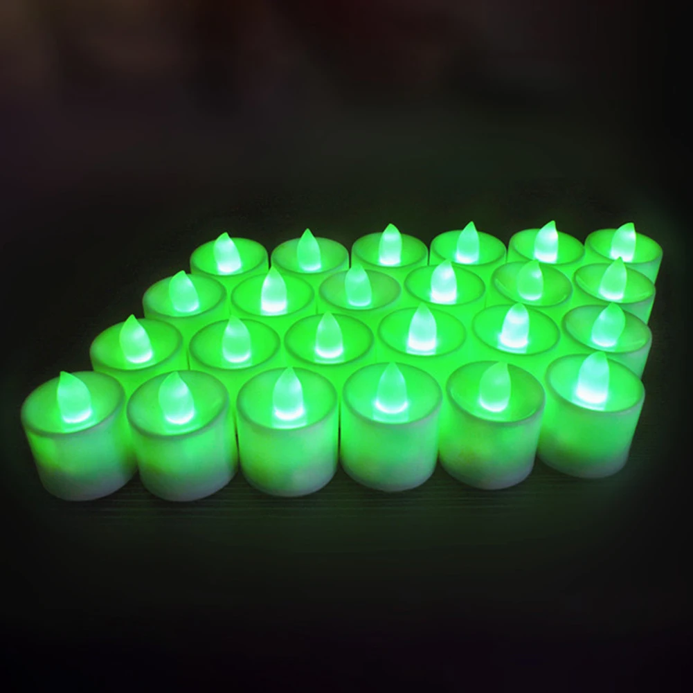 24Pcs Harmless LED Candle Lamp Light Flameless Battery Powered Candles Tea Light Multicolor Candle Lamp Home Party Decoration