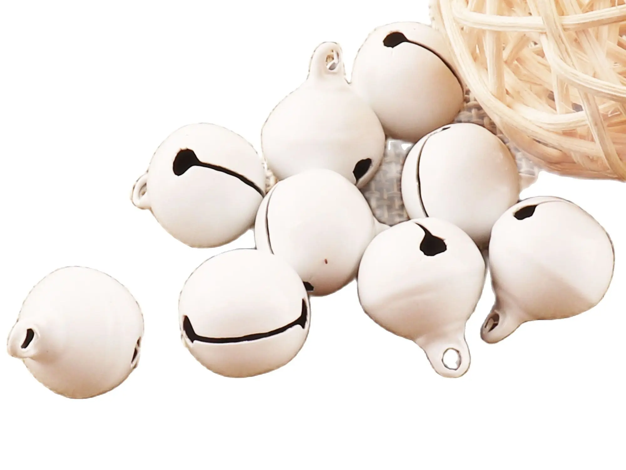 

100 Pcs Metal White Jingle Bells,Christmas bells Dancing Bells,Durable Jingle Bells Pet Bells Cross Bells-13mm(BE01)