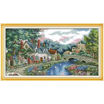 

The peaceful countryside counted printed on the canvas 11CT 14CT DIY kit Cross Stitch embroidery needlework Sets home decor