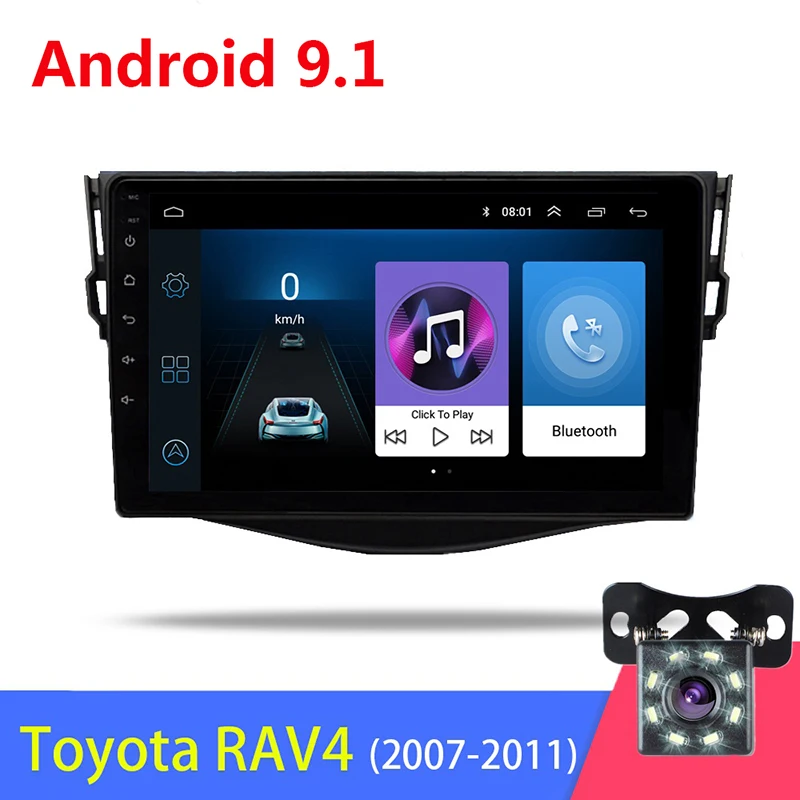 Автомобильный мультимедийный плеер 2 din Android 9 1 &quot GPS навигация Wi Fi 4 ядра для Toyota RAV4