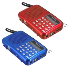 2 шт. T508 мини портативный светодиодный светильник Стерео FM радио MP3 музыкальный плеер TF USB динамик, красный с синим