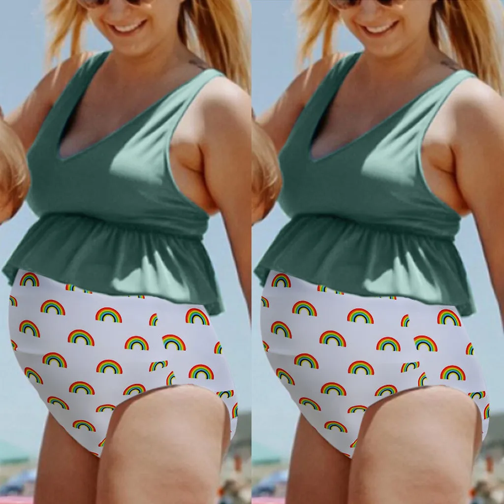 Maternity swimsuit Pregnant Tankinis Summer Women swimming suit Print