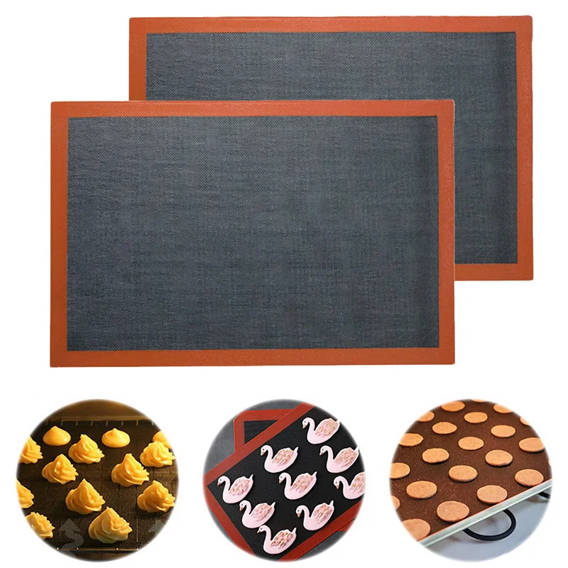 2Pcs Tapis de Cuisson en Silicone 40 x 30cm, Toile de Cuisson Silicone  Saine pour Four en Silicone Anti-Adhérent et Réutilisable