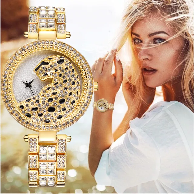 Women Gold Leopard Watch Luxury Fashion Bling Ladies Watch Casual Female Quartz Watch Crystal Diamond For Women Clock 1