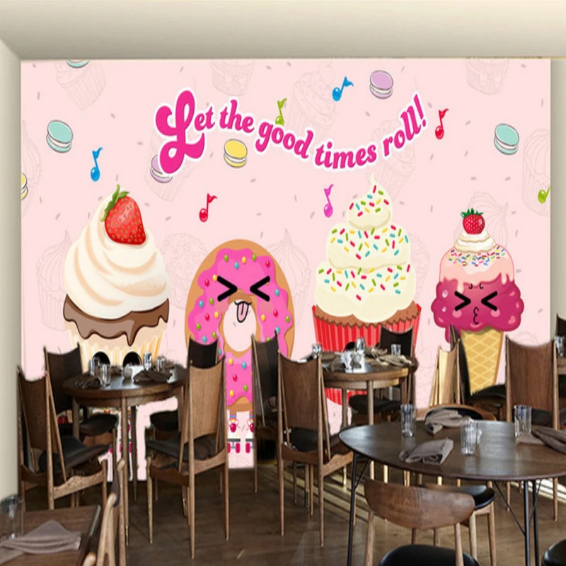 

Drop Shipping Custom Mural Wallpaper Ice Cream Ice Cream Coffee Shop Tea Shop Restaurant Background Wallpaper Decoration
