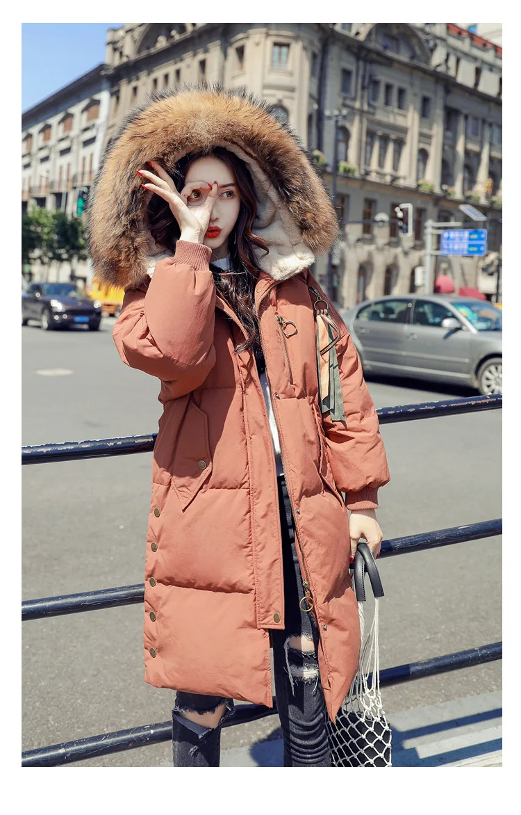 Winter fashion brand good quality longer real duck down coat female real fur collar hooded warm coat down wq701 dropship