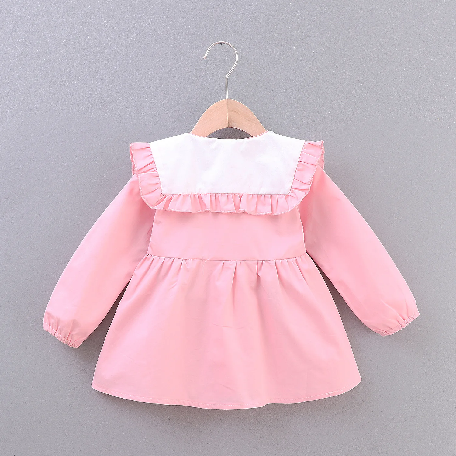 Г. Лидер продаж, однотонное платье для малышей vestido infantil, ветровка с длинными рукавами для маленьких девочек, От 1 до 4 лет с вишневым отворотом