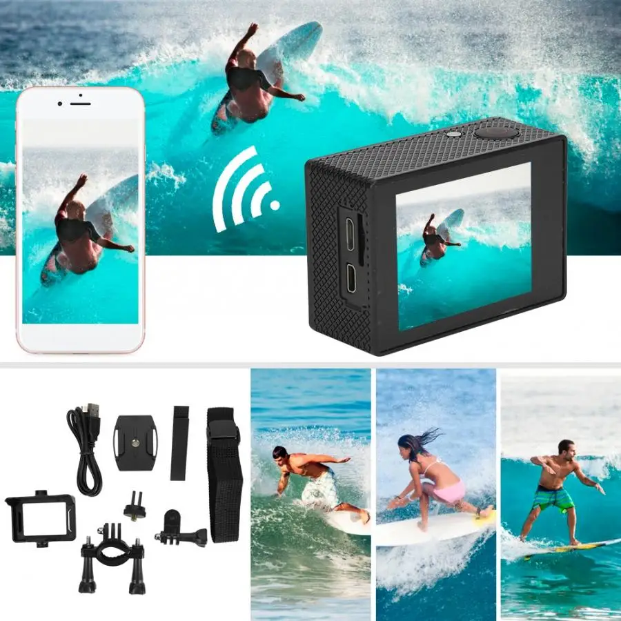 4K HD Экшн камера рекордер подводный 30 м Водонепроницаемый WiFi запись видеокамера движения камера и водонепроницаемый корпус комплект