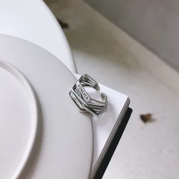 

Geometry Opening Ring Retro Chaotic Rope Pattern Twist Retro "Forever" opening Minimalist Ring Ring Fashion