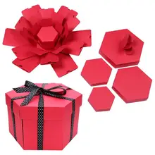 Коробка для скрапбукинга с сюрпризом, сделай сам, фотоальбом, коробка памяти для Святого Валентина, свадебный подарок, домашний декор, фотоальбомы, шестигранные коробки