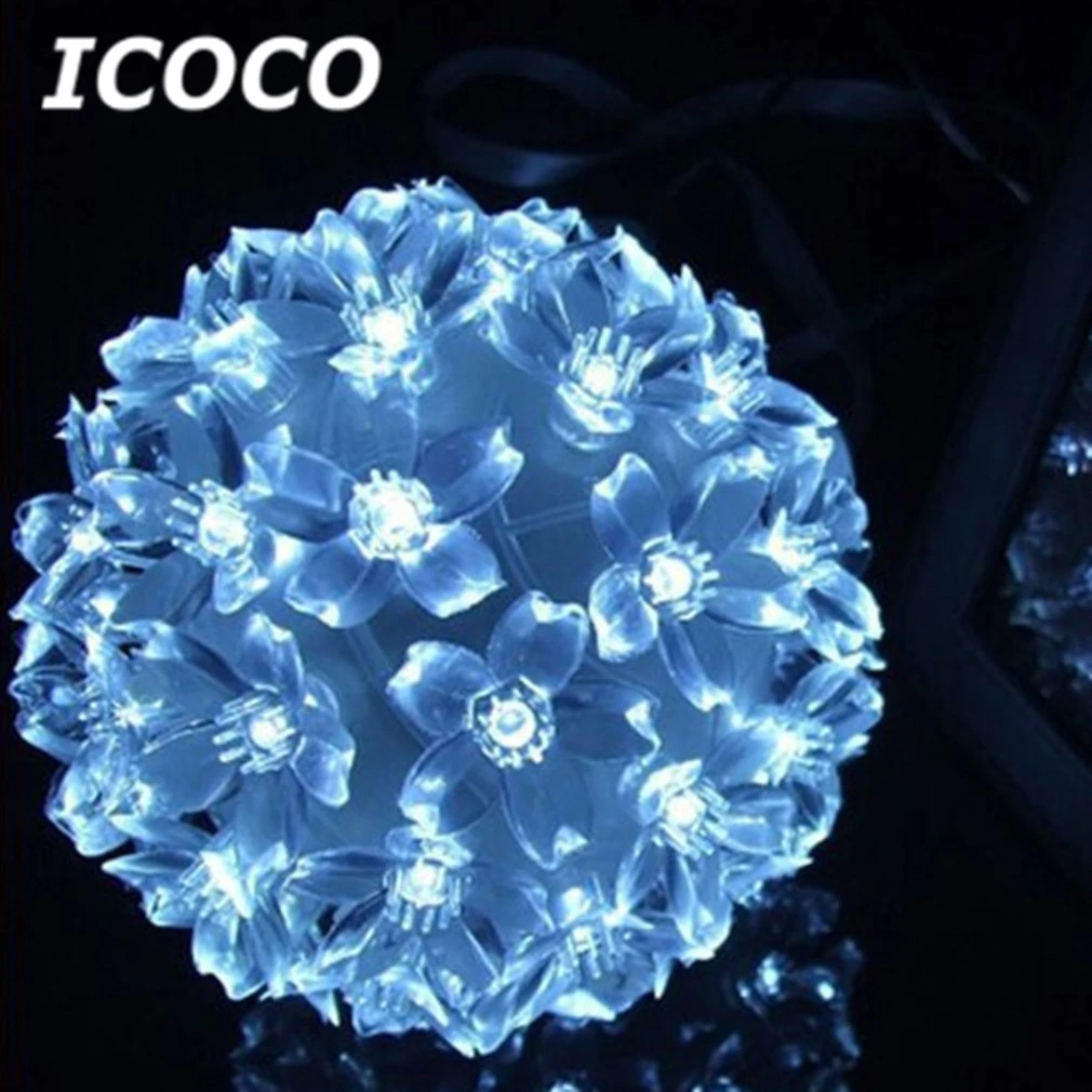 ICOCO 30 светодиодный гирлянды на солнечных батареях в форме цветка, рождественские праздничные вечерние гирлянды, водонепроницаемые украшения для сада и газона