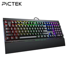PICTEK PC248 игровые механические клавиатуры синий переключатель Проводная клавиатура с подставкой для запястья анти-ореолы RGB с подсветкой для ...(China)