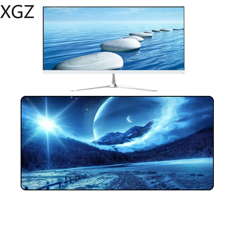 XGZ заказной большой игровой Индивидуальный Коврик для мыши замок-край фантазия планета лед озеро компьютерный стол коврик Резиновая полоса Противоскользящий Xxl