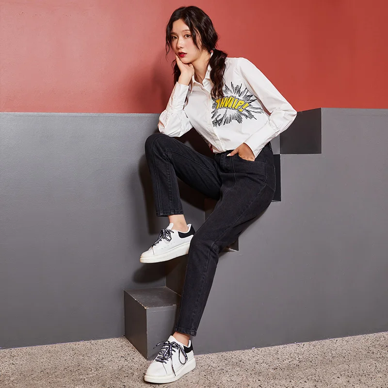 LEIJIJEANS, зима, новинка, большие размеры, женские классические джинсы, черные, свободные, на каждый день, Харлан, деним, для колледжа, ветер, 5XL, стирка, женские джинсы 9120
