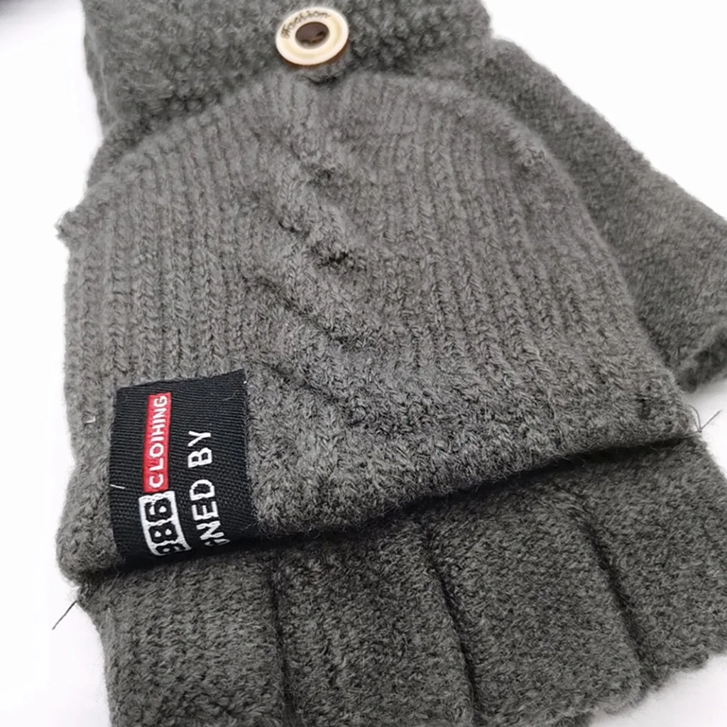Детские теплые перчатки для мальчиков; сезон осень-зима; вязаные варежки без пальцев с откидной крышкой; Новые модные брендовые перчатки