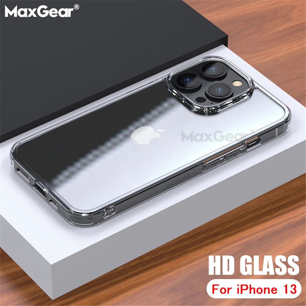 Luxury HD Tempered Glass Clear Case with Transparent Soft Frame and Hard Back Cover