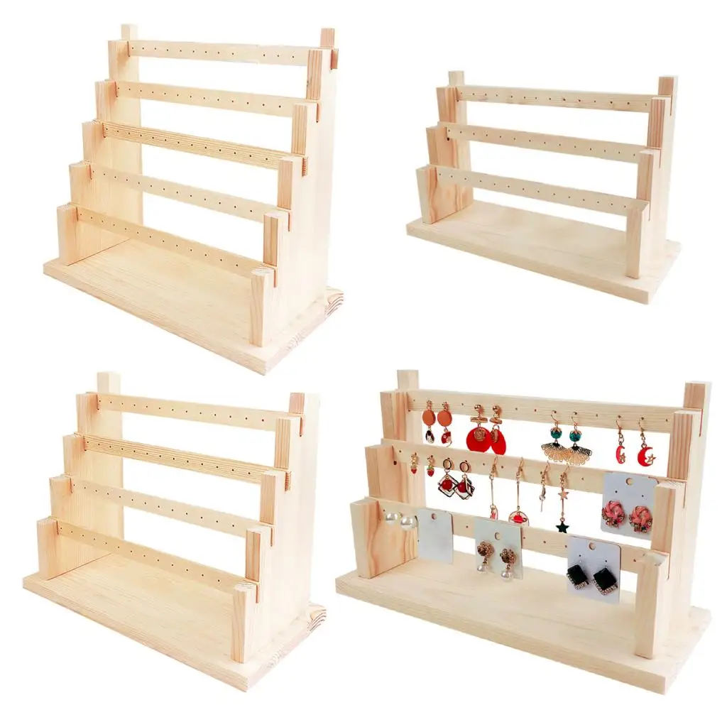 Wood Earring Stand Earring Holder Display Jewelry Display Rack Tiered