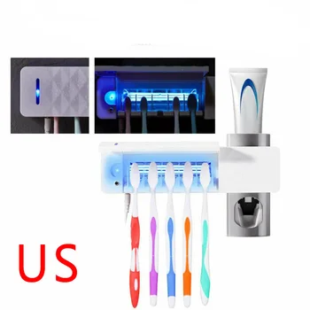 

High Quality UV-Light Ultraviolet Toothbrush Holder Cleaner + Automatic Toothpaste Dispenser Accessories