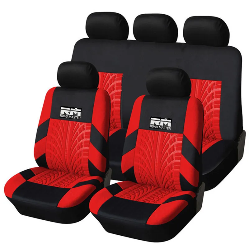 

Red 9PCS car seat cover is suitable for cars with tire track details and car-shaped car seat protectors