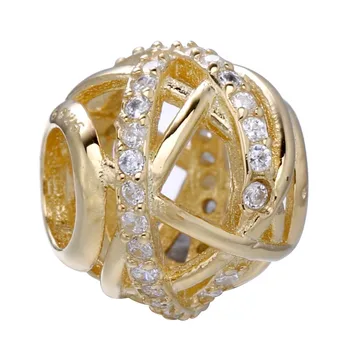 

Authentic 925 Sterling Silver Bead Charm Openwork Gold Color Galaxy With Crystal Beads Fit Pandora Bracelet Bangle DIY Jewelry