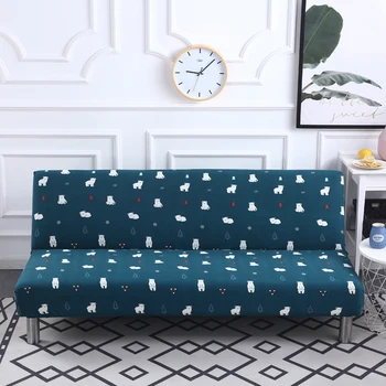 

All-inclusive Blue Cartoon Sofa Folding Soft Sofa Bed Cover No Armrest Slip-resistant Couch Cover Stretch Slipcover Sofa Cover