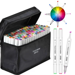 TOUCHNEW rotuladores de doble punta para dibujo artístico, 30/40/60/80/108 colores, marcadores de Alcohol para dibujo artístico, suministros de arte para animación y Manga