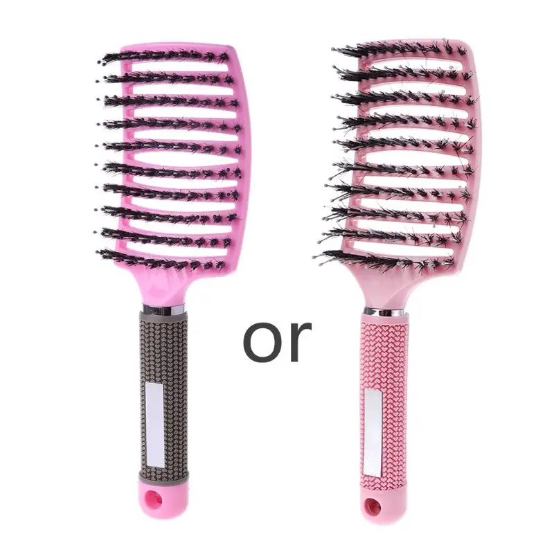 Salon Professional Bristle Nylon Hairbrush Scalp Massage Comb Wet Hair Brush 4