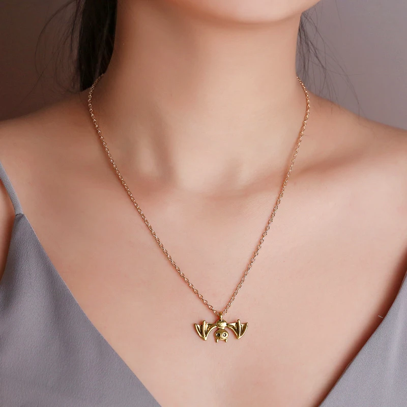 Gothic Creative Women Bat Pendant Necklace Punk Men's Sweater Chain Accessories Fashion Halloween Jewelry Gifts | Украшения и