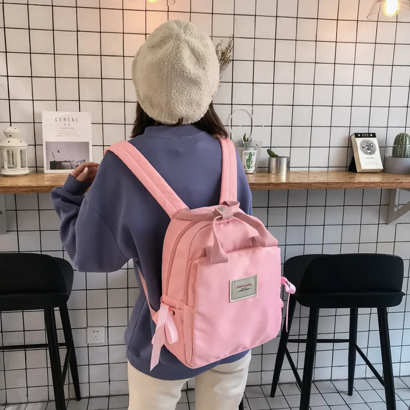 

2019 new JIULIN high-quality canvas college style Korean version of the wild simple small fresh student backpack lady bag