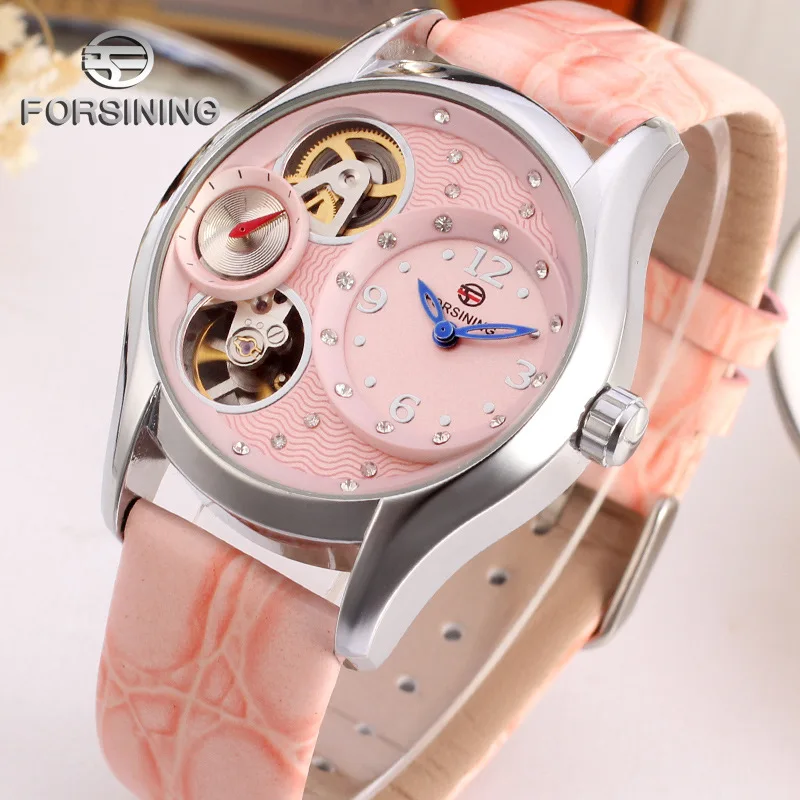 

Hot Selling forsining Fashion Hollow out Automatic Analog Watch Women's Tourbillon Leather Watch