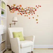 KM224 Personalized& Creative Branch Maple Leaf Self-Adhesive Wall Stickers Adhesive Paper Living Room Sofa Background Bedroom D