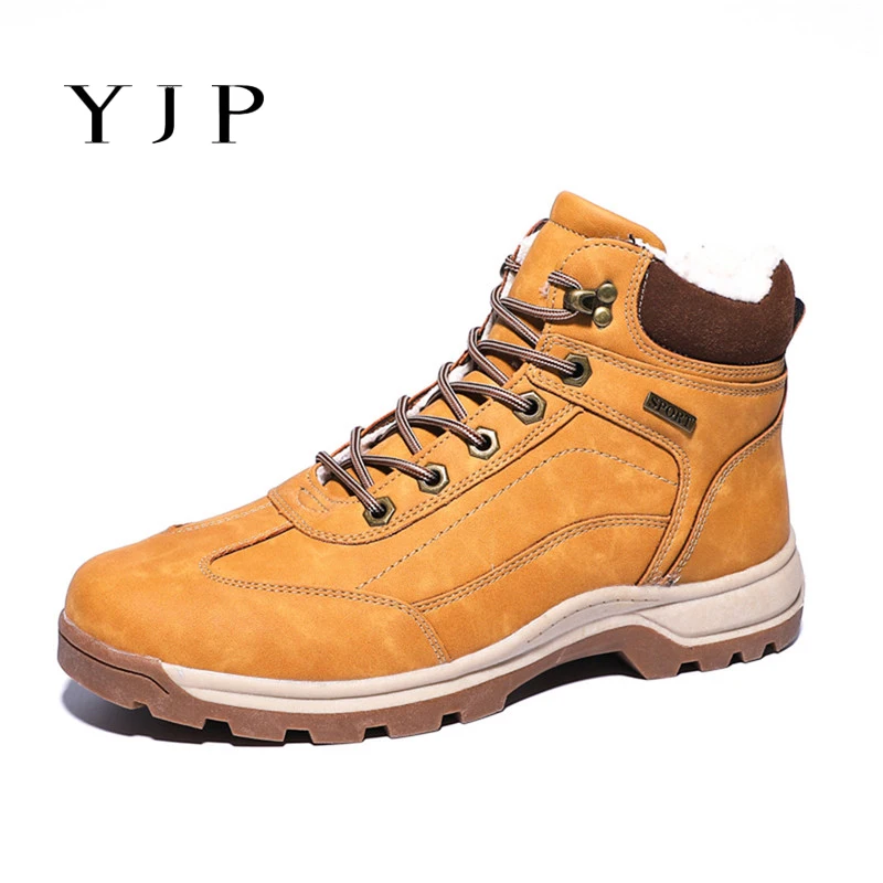 

Men Winter Thicken Ankle Snow Boots Casual Lace Up Soft Warm Round Toe Shoes Foot Wear Outdoor Hiking Shoes Men Waterproof Boot
