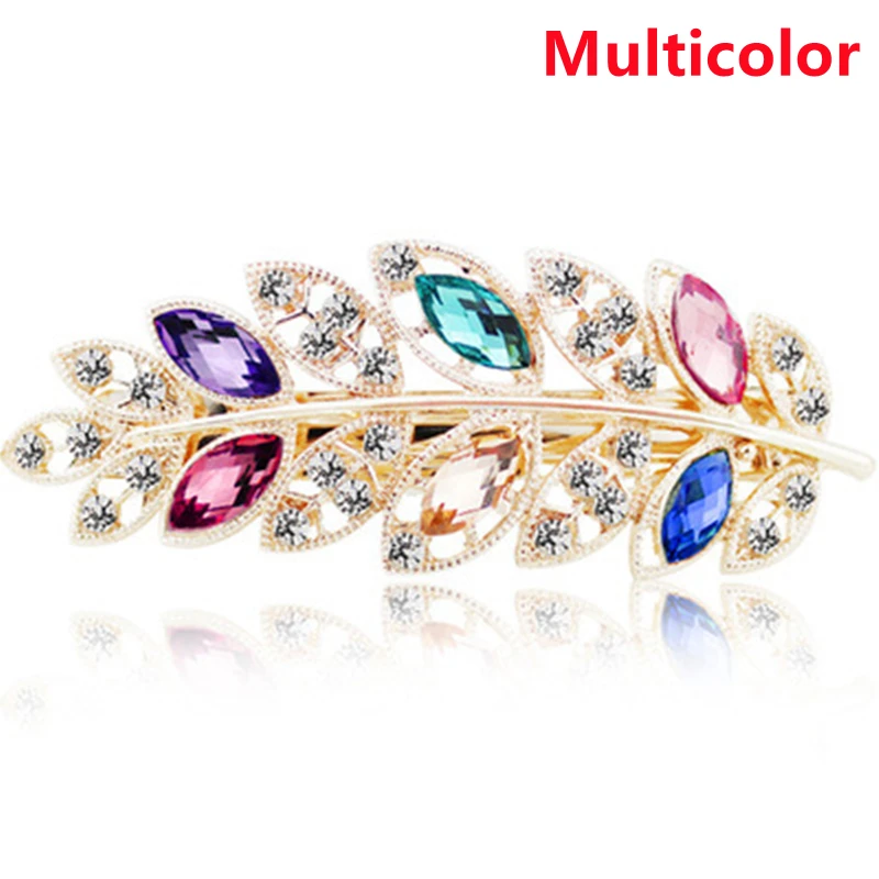 snap hair clips 1 PC Beauty Women Fashion Hair Clip Creative Leaf Crystal Alloy Rhinestone Barrette Hairpin Headband Korean Hair Accessories hair band for ladies Hair Accessories