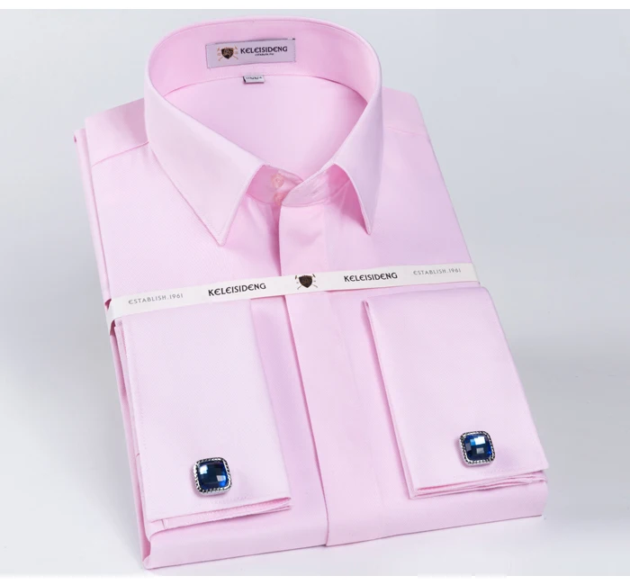 Men's Classy Mandarin Collar hidden button Dress Shirt French Cuff  SG01NF 