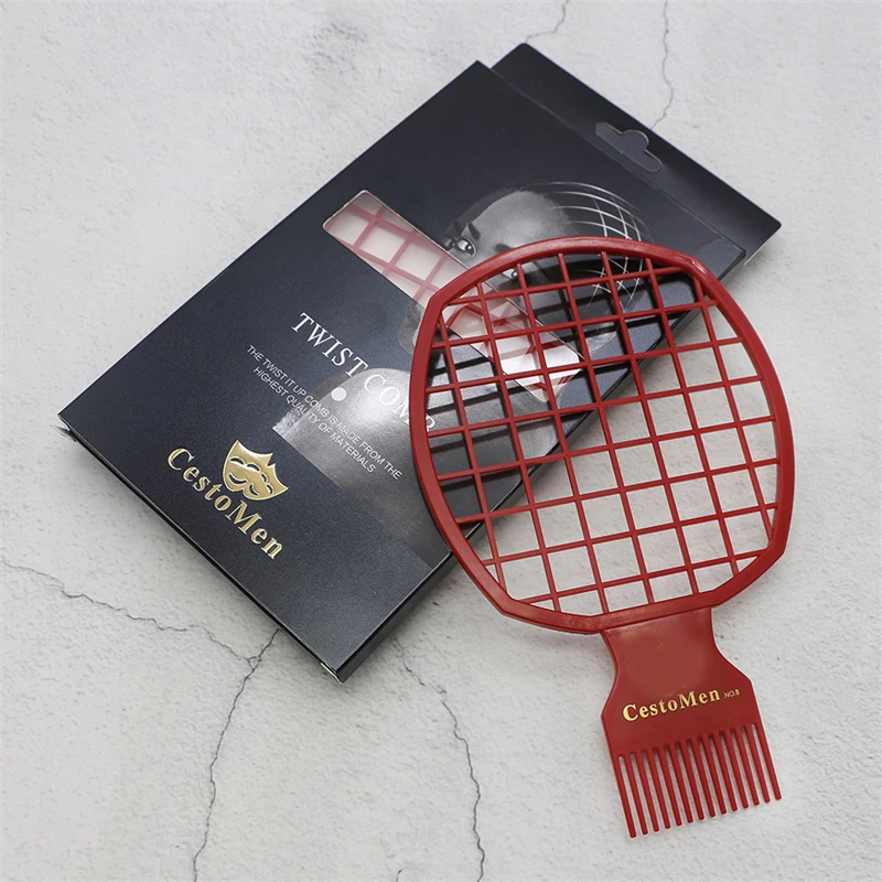 Красный African Men's Hairdressing Afro Comb Twist Wave Curl for Professional Use Dirty Braid Perm Style Men's Comb Twist - Цвет: Красный