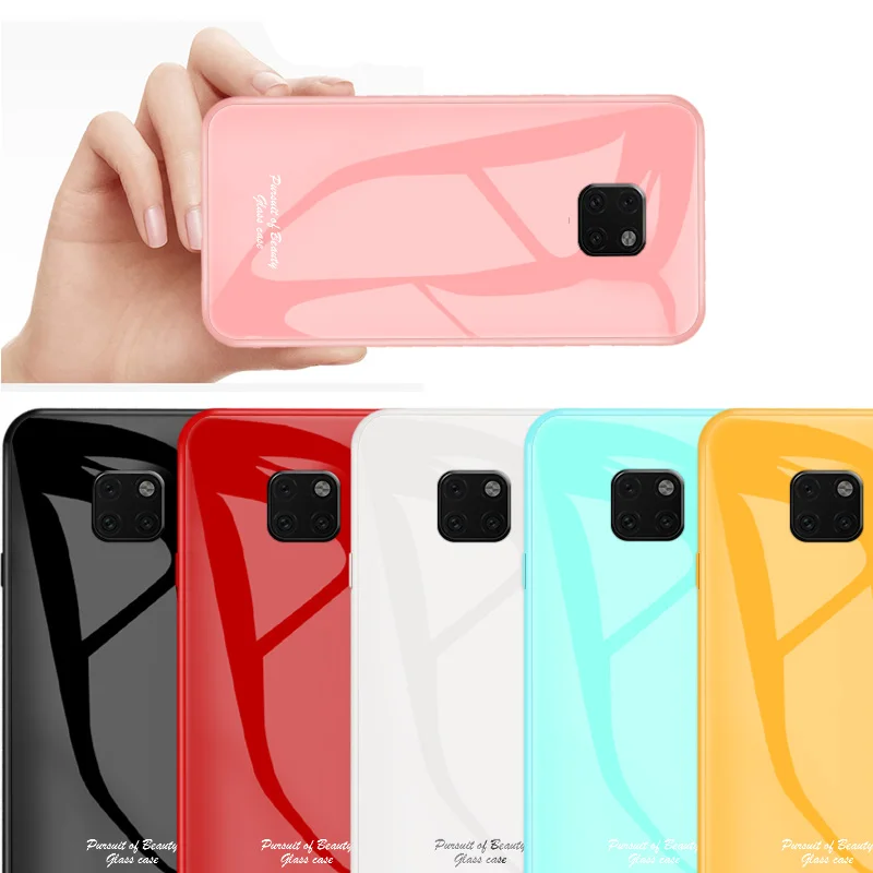 Macaron Case For Huawei p10 p20 p30 lite pro plus Tempered Glass TPU Mate 9 10 20 nova 3 4 y9 2019 Back Cover |