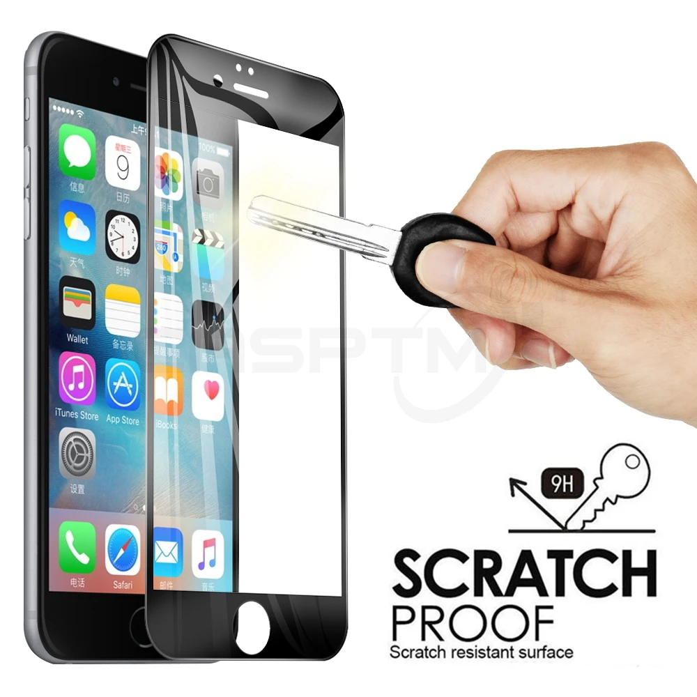 Для iPhone 6 6S Plus закаленное стекло полное покрытие Защитная пленка для закаленная