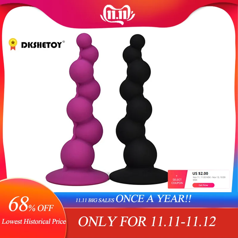 Clearance sales Anal Toys For Gay Men Silicone Anal Plug Bending Pussy Pulled Beads Butt dilator erotic Couples Adult Game