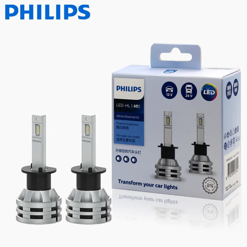 2X Philips Ultinon Essential G2 LED 6500K H1 12/24V 19W P14.5s Far and near light Original bulb Super white 11258UE2X2 | Автомобили и