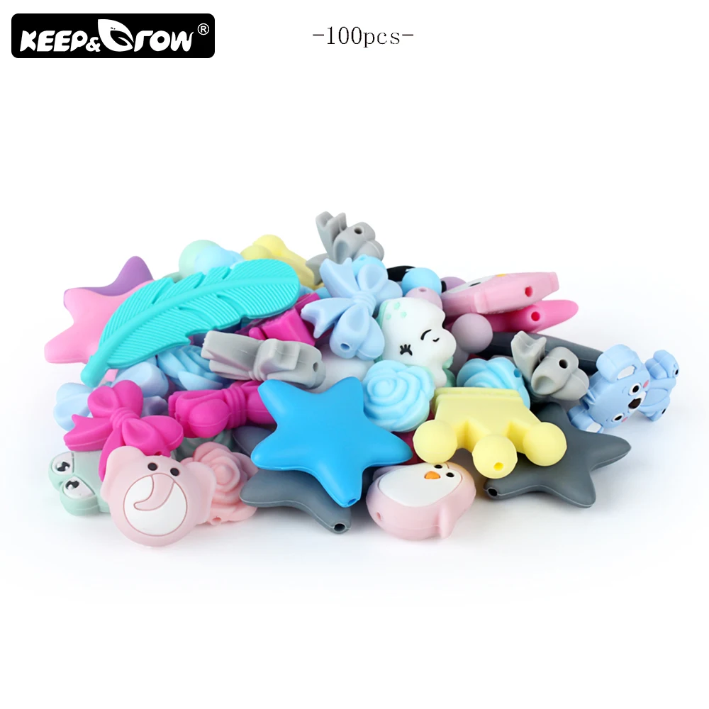 

100pcs Silicone Beads Baby products Food Grade Silicone Teething Beads DIY Necklace Tools Accessories Baby Silicone Teethers