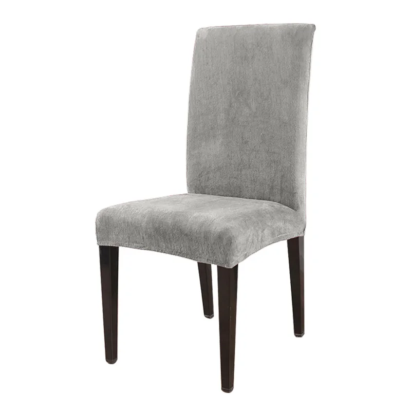 Съемный толстый плюшевый Чехол для стула, складное покрытие для стула, для свадьбы, банкета, растягивается, для ресторана, эластичные гостиничные чехлы - Цвет: Светло-серый