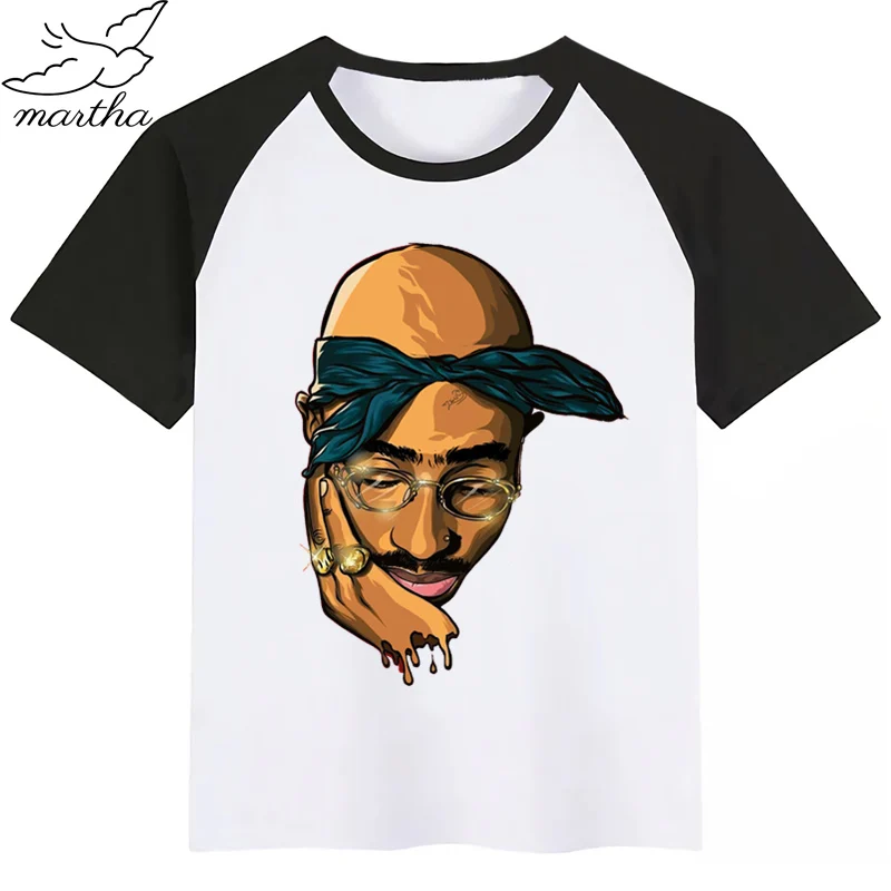 BlackG Tupac 2pac/новая футболка для мальчиков рубашки для девочек с милым принтом животных Детская Удобная футболка с круглым вырезом одежда с короткими рукавами для мальчиков и девочек - Цвет: BlackG