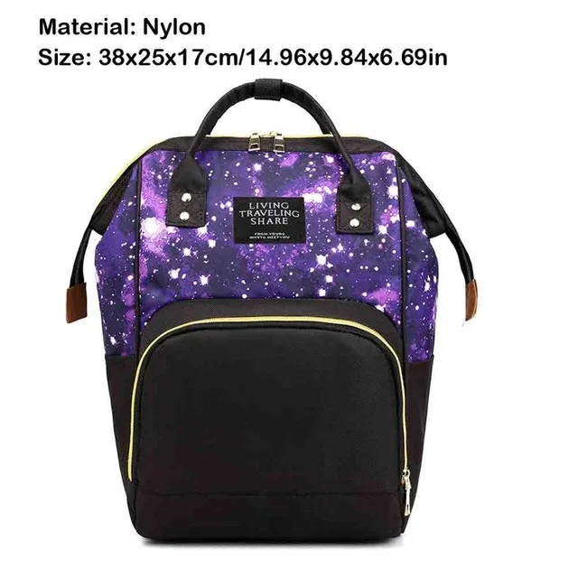 Purple starry sky Новинка, модная сумка для мумии, для подгузников, в полоску, большая вместительность, рюкзак для мамы, женский, для путешествий, шоппинга, для кормления, для хранения подгузников, сумка-Органайзер - Цвет: Purple starry sky