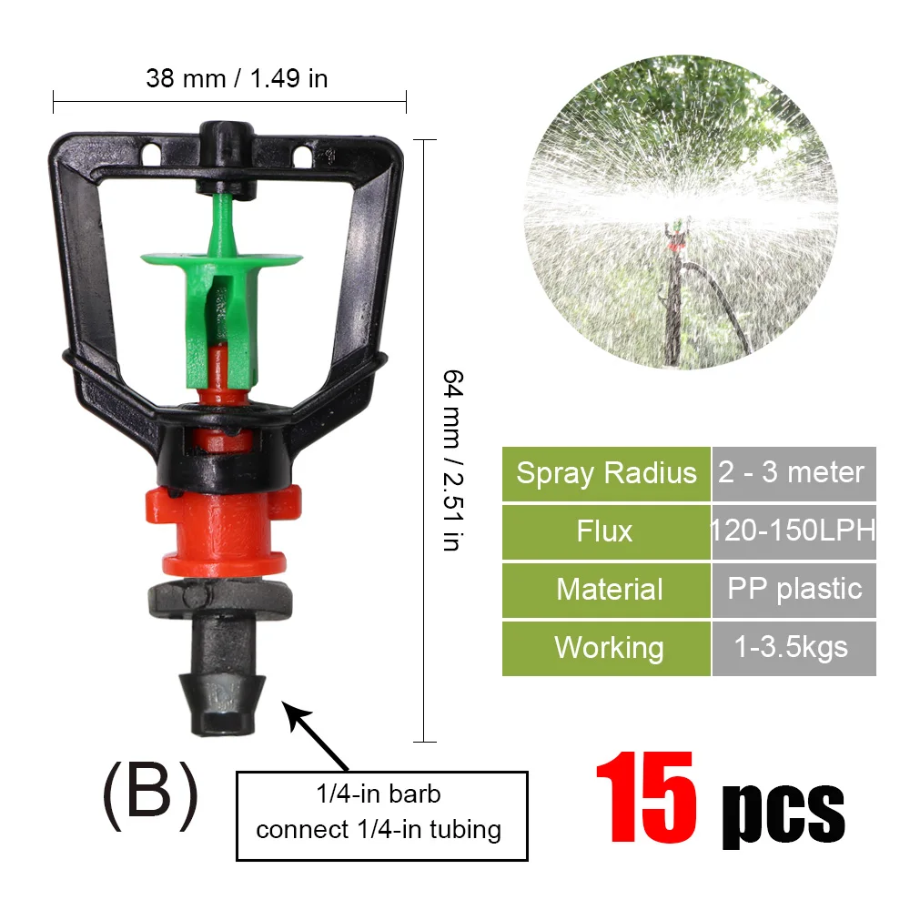 best Watering & Irrigation Kits MUCIAKIE 20 Types of Rotating Spinklers Drip Irrigation Mini Rotation Nozzle Spray w/ 1/4'' Barb Connector Mini Rotary Sprayer drip irrigation kit price Watering & Irrigation Kits