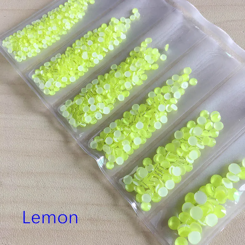 1 упаковка, 6 сеток, SS6-SS20, Микс, Круглый, без горячей фиксации, флуоресцентный ноготь, Стразы для ногтей, 3D украшение для ногтей - Цвет: Lemon